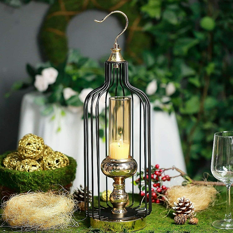 Metal Hanging Candle Holder with Glass Cylinder Tube efavormart