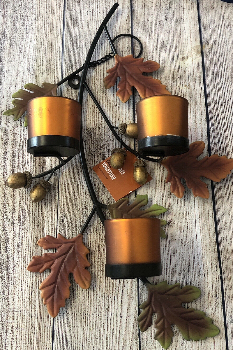 Metal Wall Hanging Fall Autumn Leaves Candle Holders Kohls