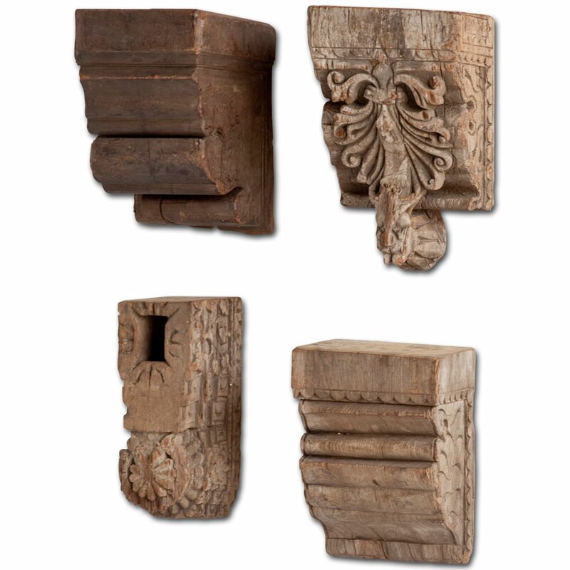 4 Piece Wood Wall Sconce Set