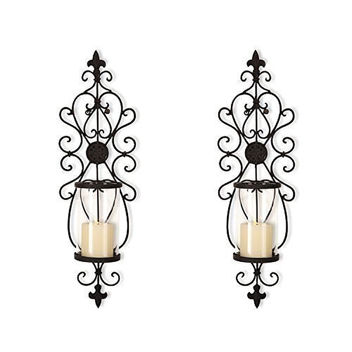 Iron Glass Vertical Wall Hanging Candle Holder Adeco Trading
