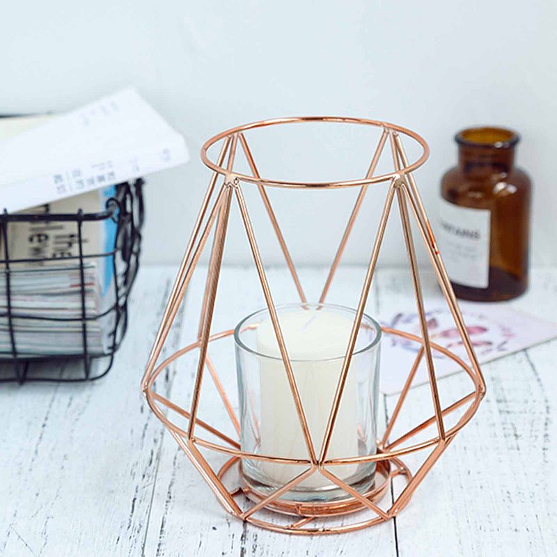 2 pack 6 geometric metal wired candle holder set
