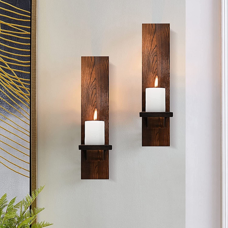 Wonders with wooden wall candle holders