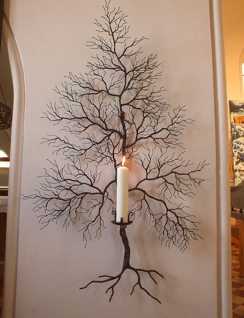 metal tree candle wall sconce