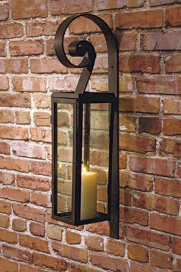 Black Metal Wall Hanging Lantern Candle Sconces