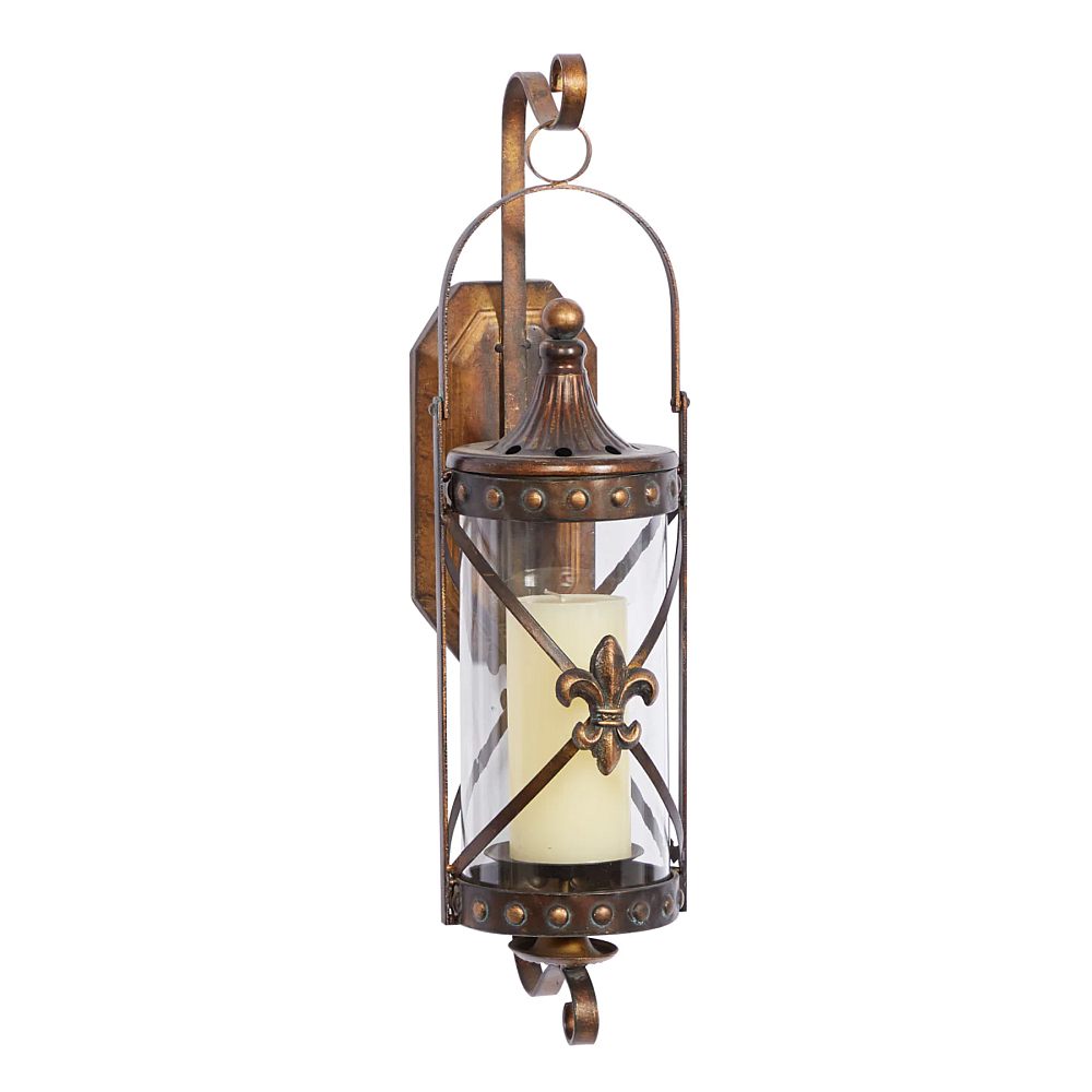 Bronze Glass Decorative Candle Wall Sconce