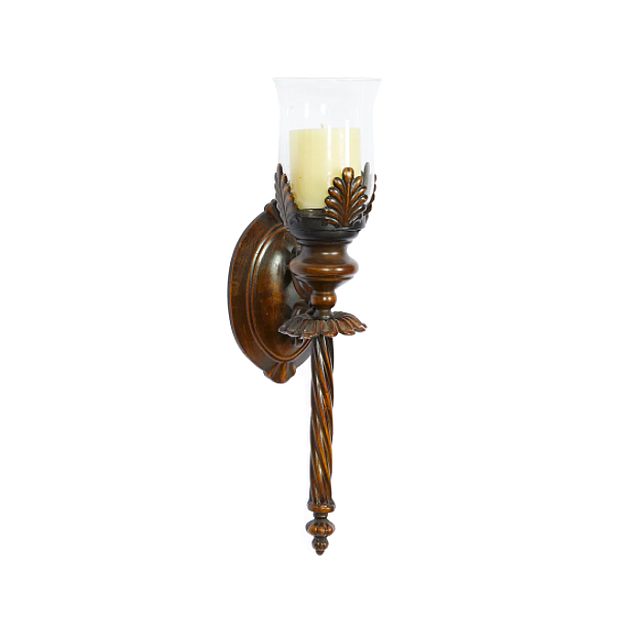 Brown Glass Traditional Candle Wall Sconce