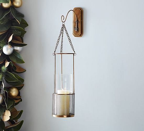 Gold Glass Hanging Candle Sconces