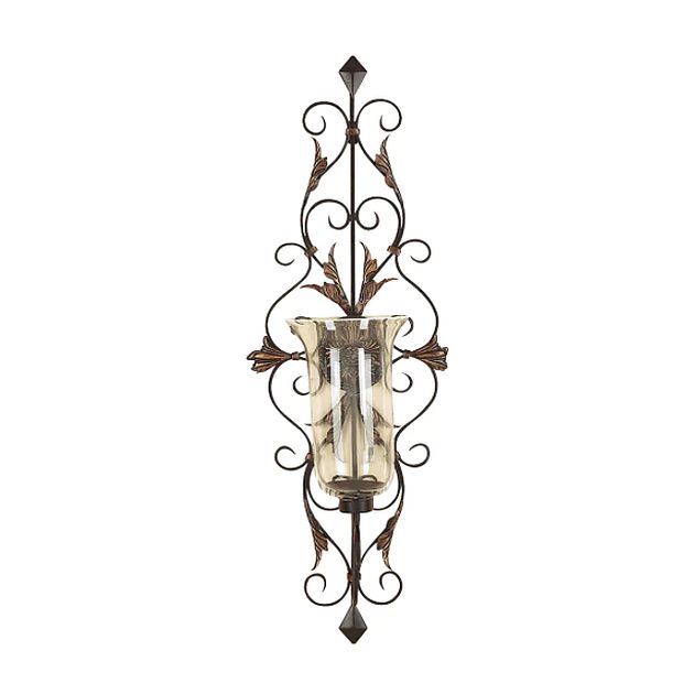 Gold Glass Rustic Candle Wall Sconce