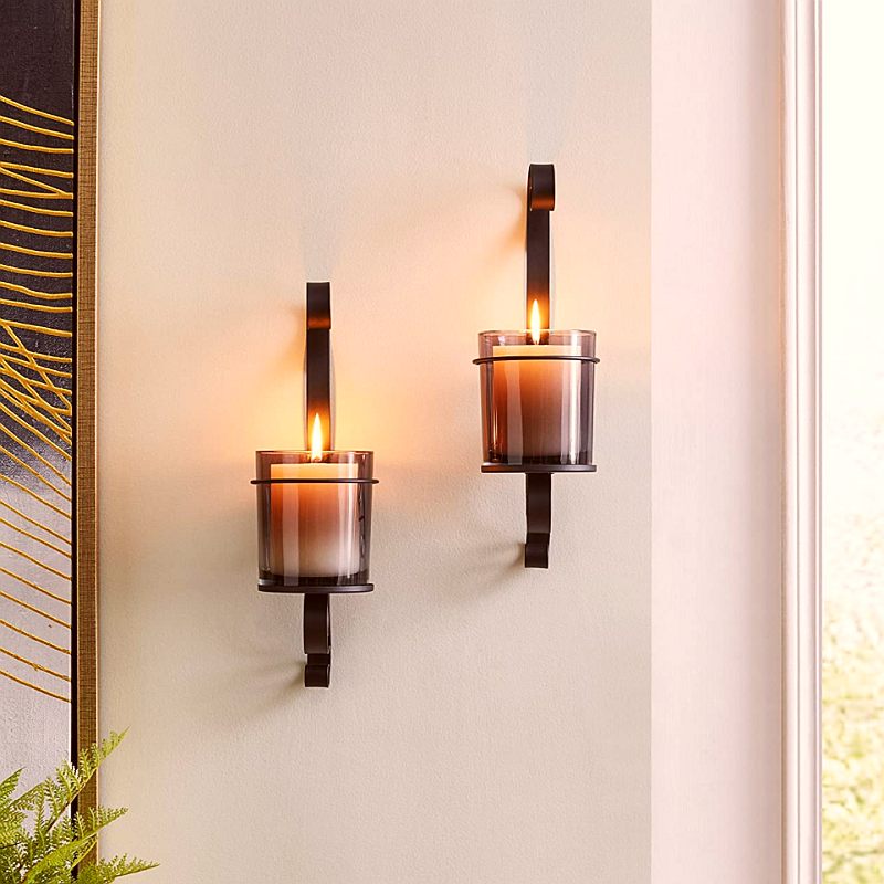 black metal wall sconces for candles