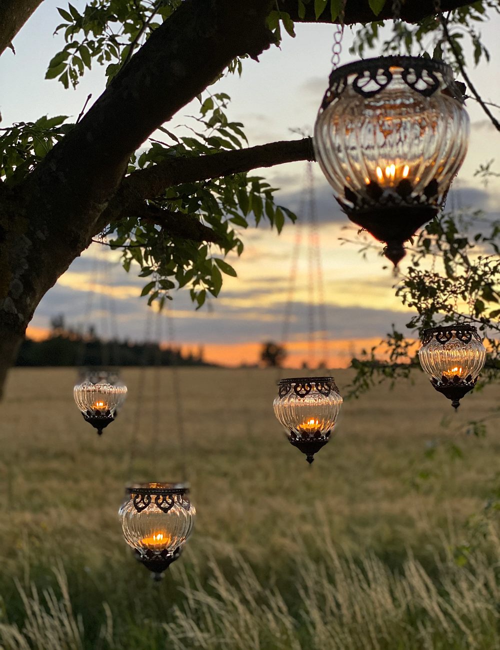 Molded Glass Hanging Lantern Candle Holders