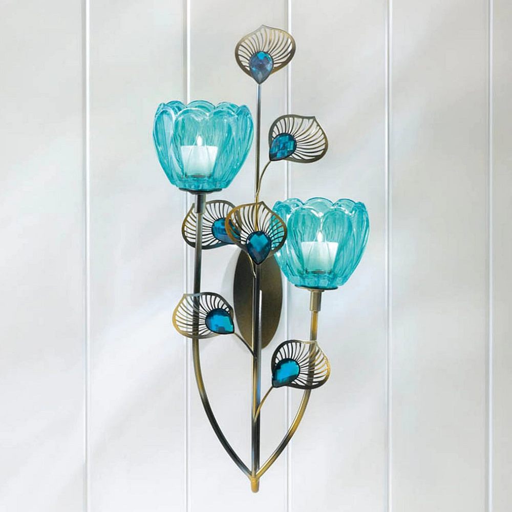 Peacock Blossom Candle Wall Sconce