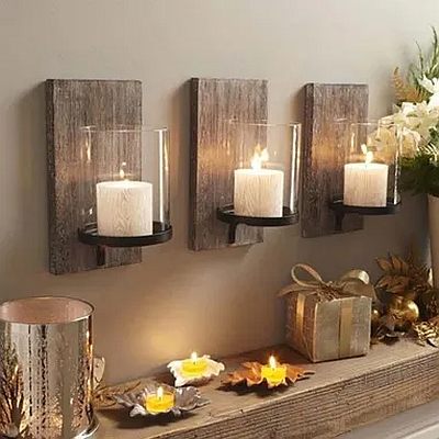 rustic barnwood candle sconces