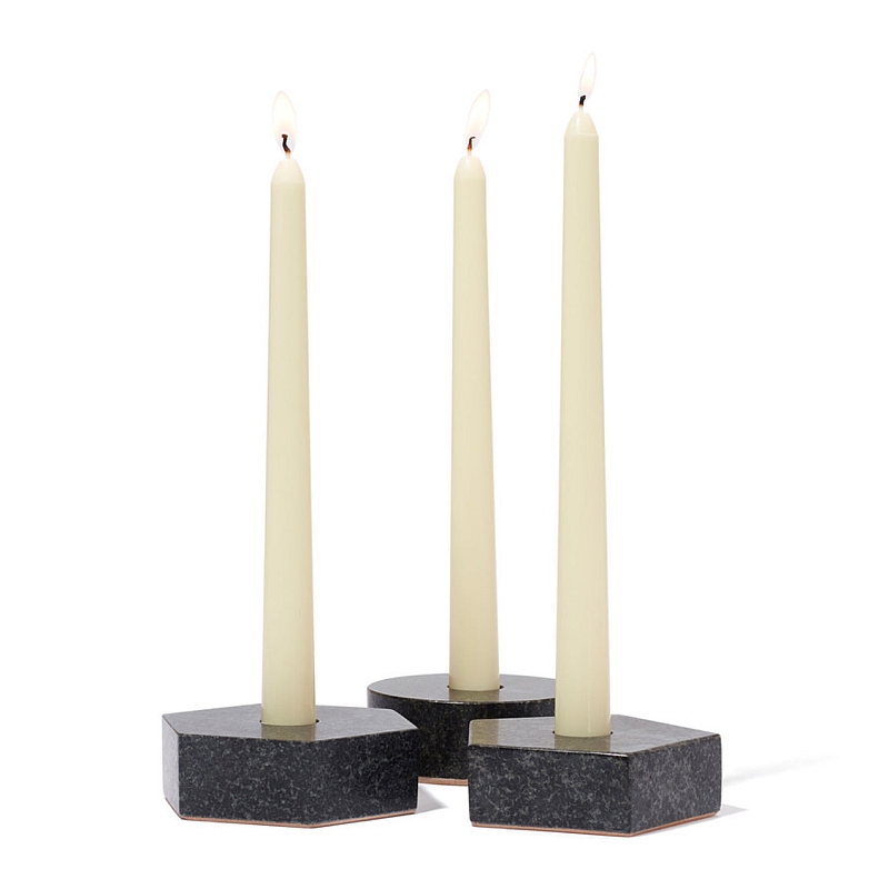 Set of 3 Stone Candle Holders