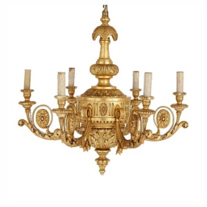 french neoclassical style giltwood six light chandelier