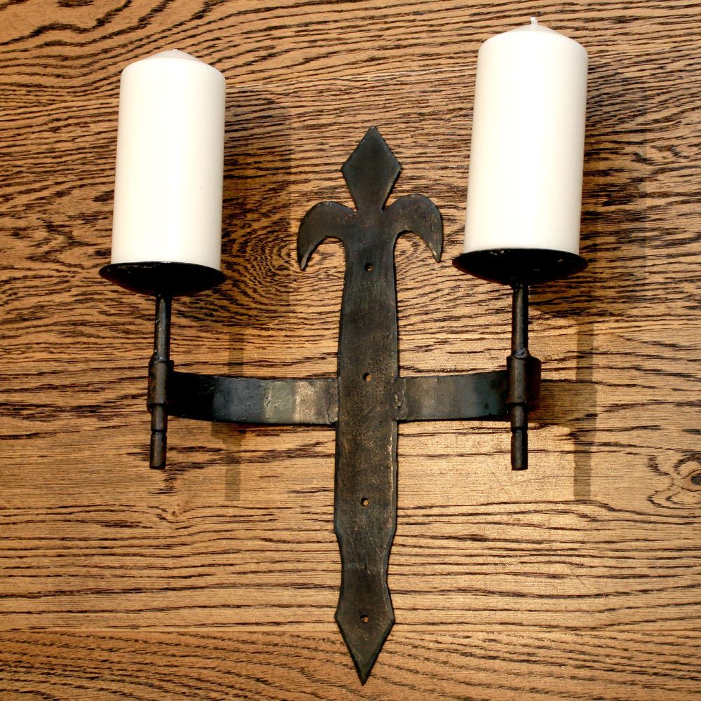 Rustic Vintage Wrought Iron Candle Sconces